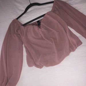 Windsor Blush Pink Cropped Off the Shoulders Top Sz Small